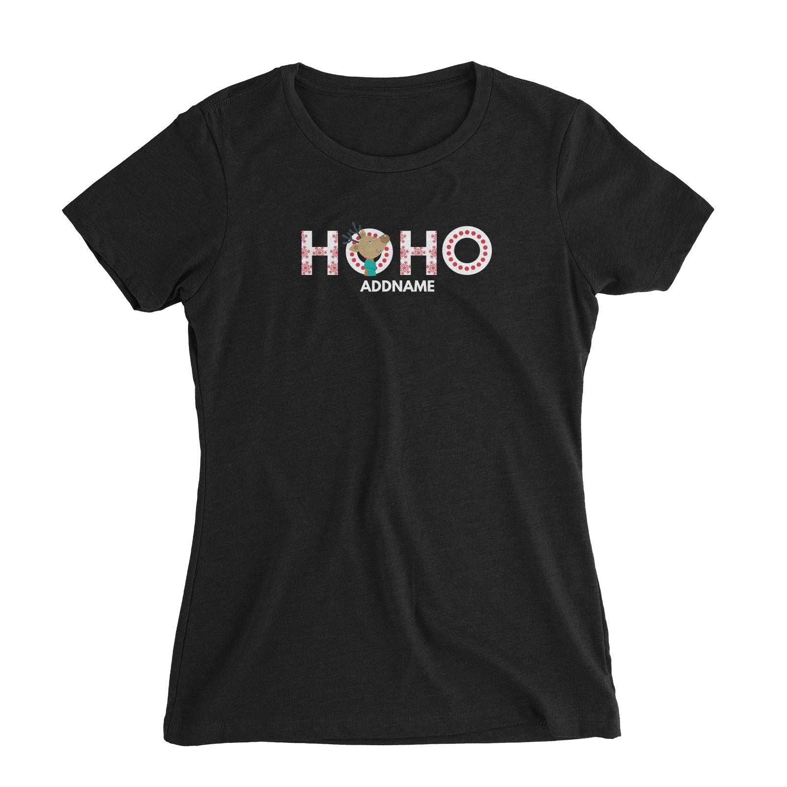 Christmas HOHO With Reindeer Addname Women Slim Fit T-Shirt