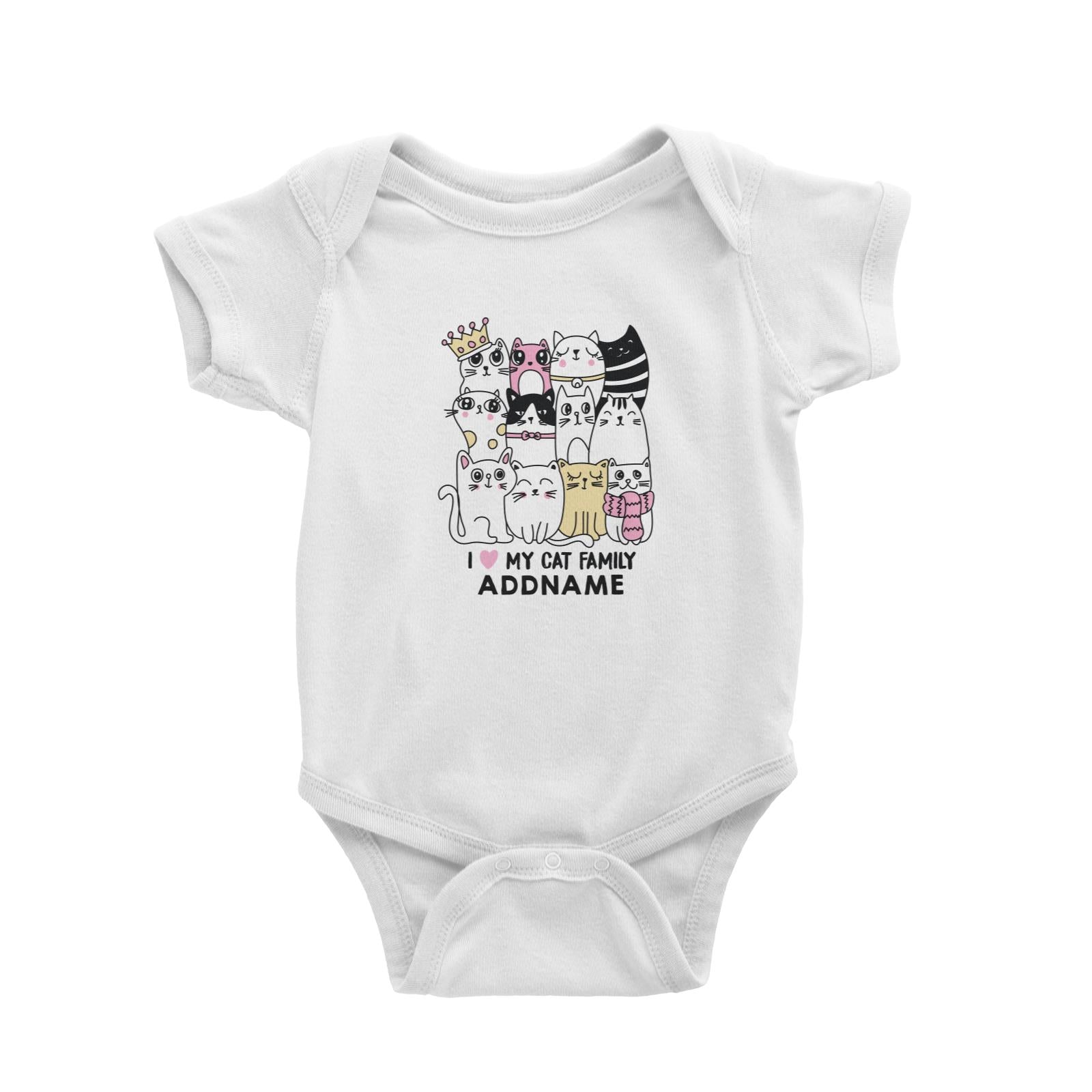 Cool Vibrant Series I Love My Cat Family Addname Baby Romper [SALE]