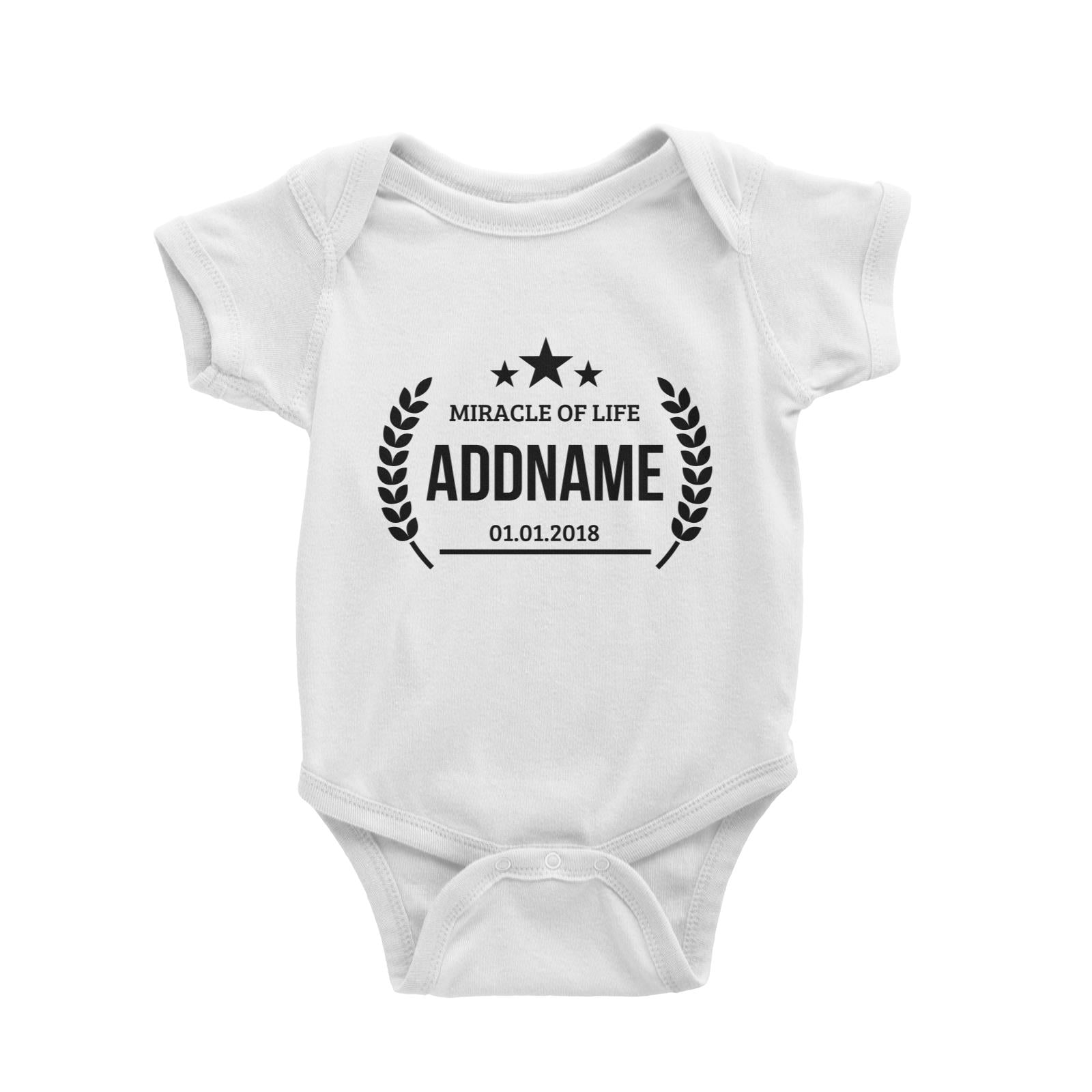 Miracle of Life with Stars Personalizable with Name and Date Baby Romper