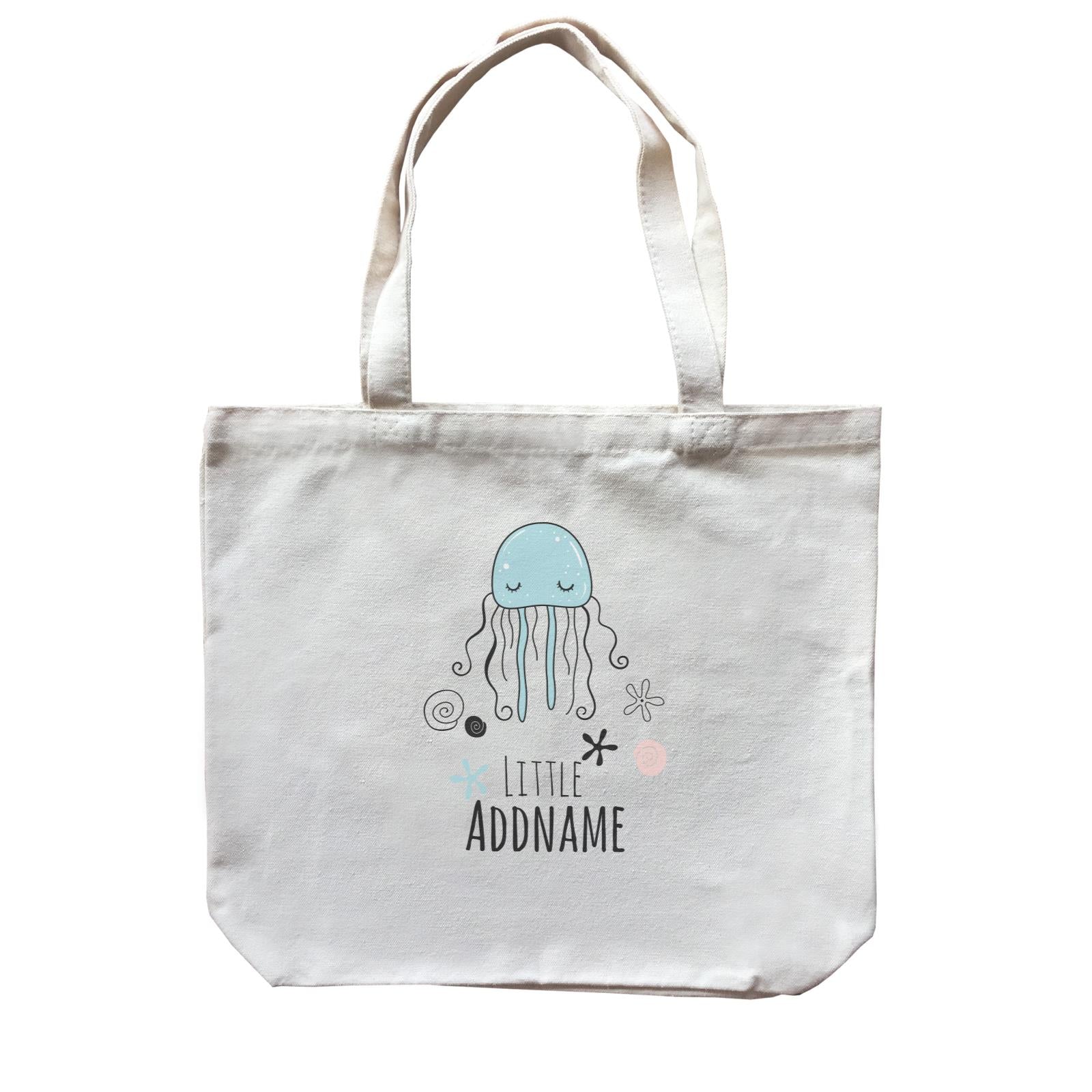 Drawn Ocean Elements Jellyfish Addname Canvas Bag
