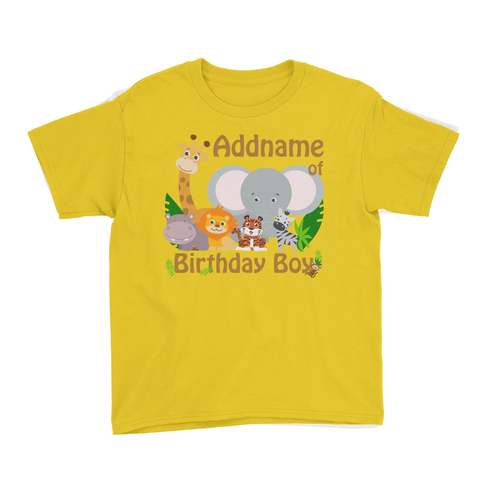 Animal Safari Jungle Birthday Theme Addname of Birthday Boy Kid's T-Shirt