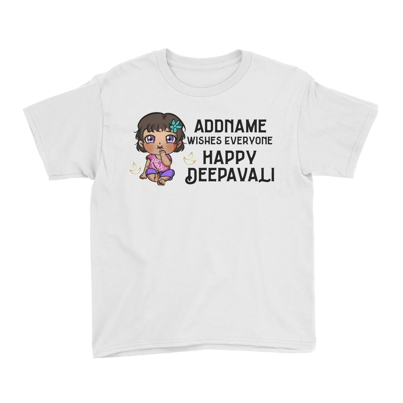 Deepavali Chibi Baby Girl Front Addname Wishes Everyone Deepavali Kid's T-Shirt