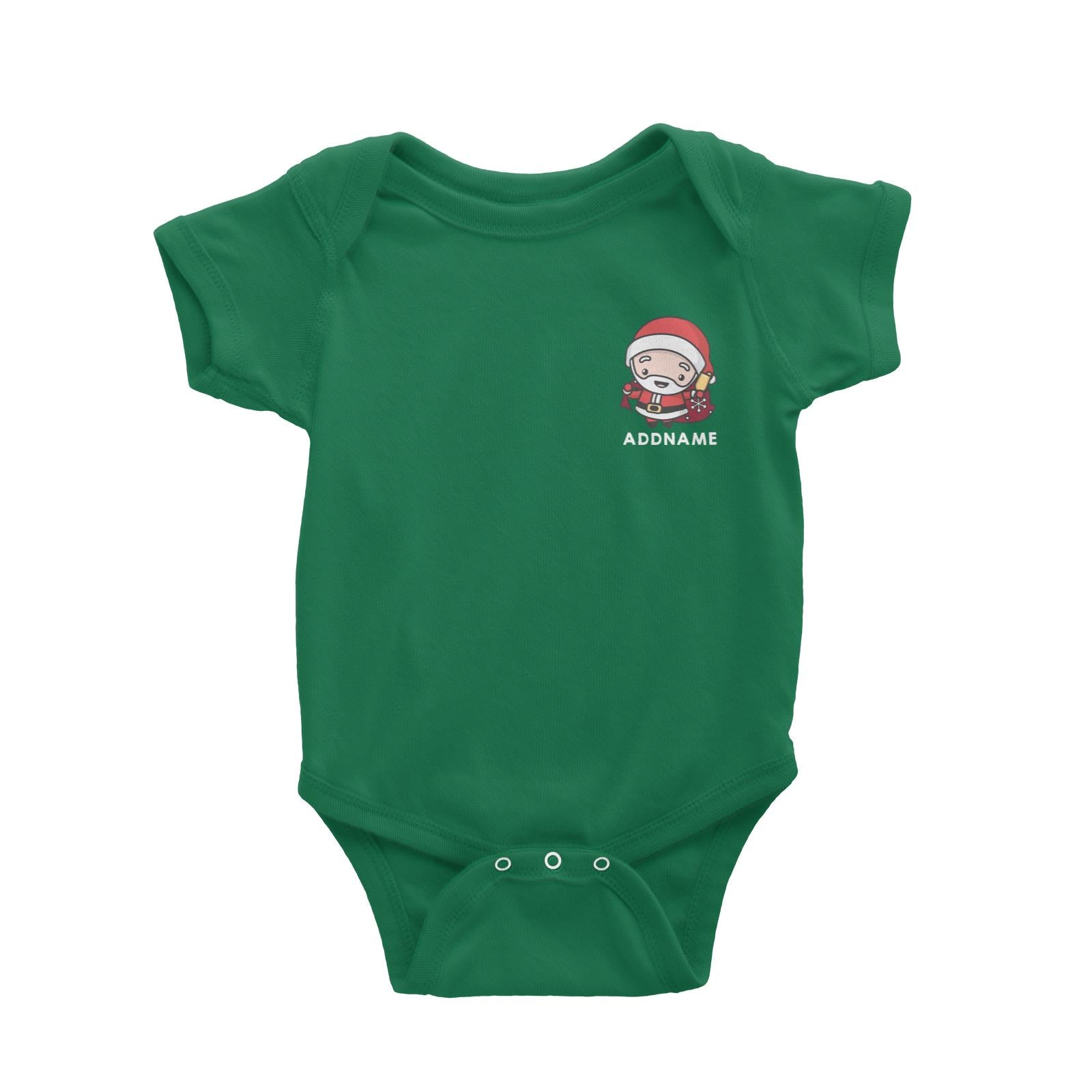 Christmas Cute Pocket Santa Addname Baby Romper