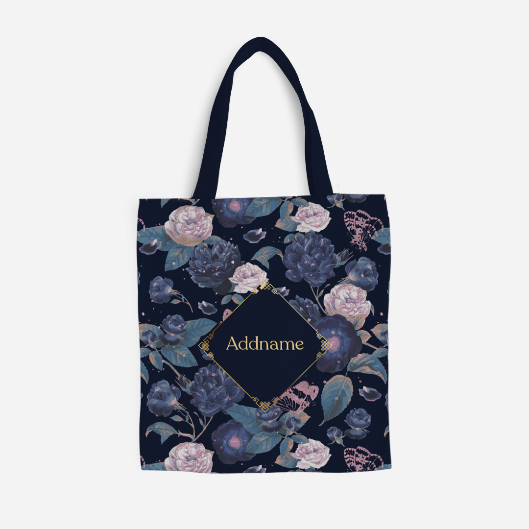 Royal Floral Series - Serene Moonlight Full Print Tote Bag With English Personalization