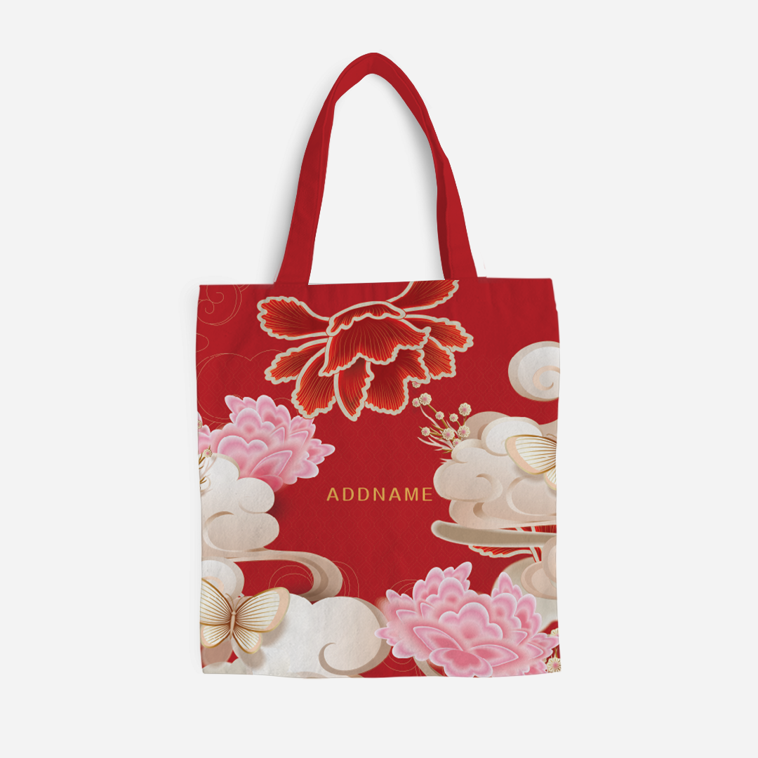 Endless Flourish Series - Red Full Print Tote Bag With English Personalization