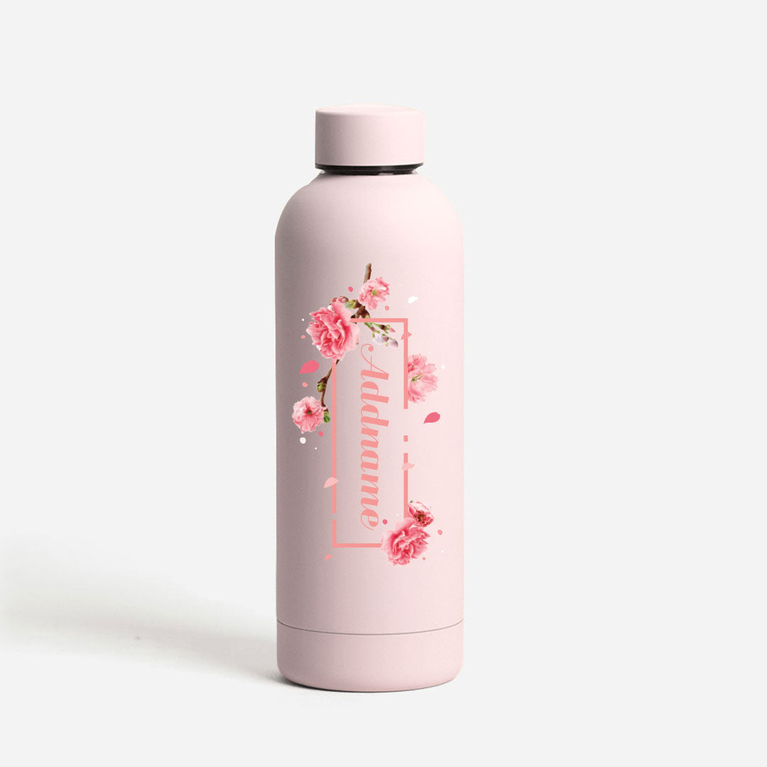 Sakura Series Mizu Thermo Water Bottle - Peony Flower Light Pink