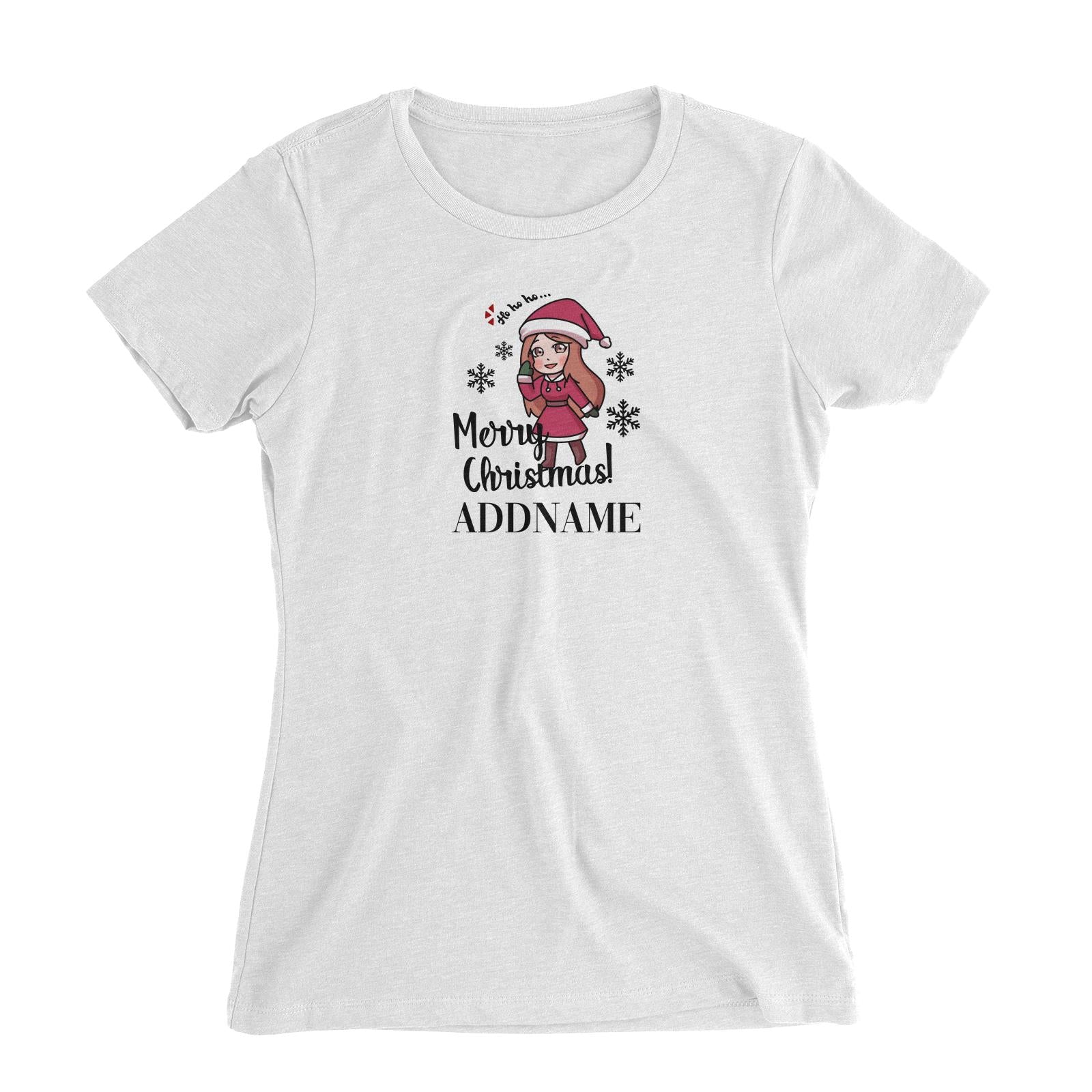 Xmas Christmas Chibi Family Santa Momma Wishes Merry Christmas Women's Slim Fit T-Shirt